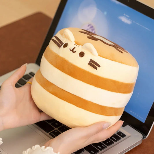 Cute Pancake Cat Plush Toy - Soft Kawaii Food-Shaped Stuffed Animal for Hugs, Sofa, Bed, Home Decor, and Gifts