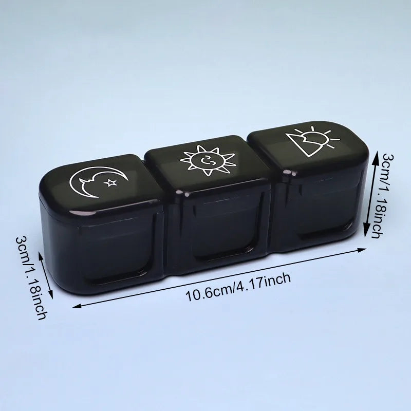 Weekly Pill Organizer – 21/3 Grid Black Plastic Medicine Storage Box, Portable Pill Case