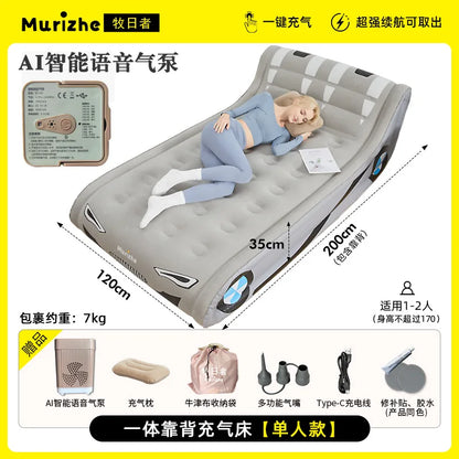 Sun Shepherd Inflatable Air Mattress - Automatic Single Double Camping Bed with Backrest