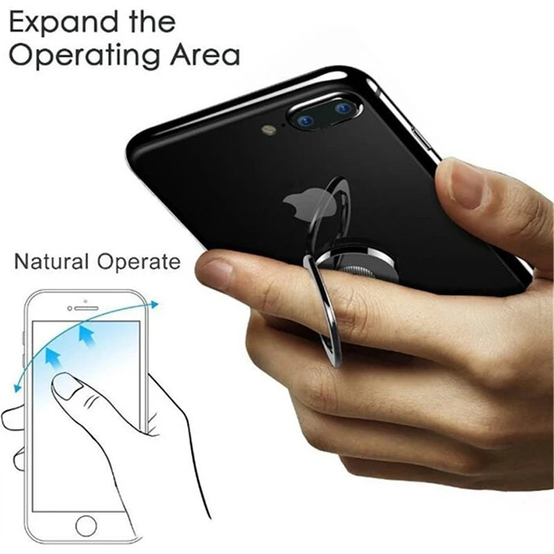 Ultra-Thin Phone Ring Holder - Rotatable Metal Finger Grip Stand for iPhone Xiaomi & Huawei Smartphones