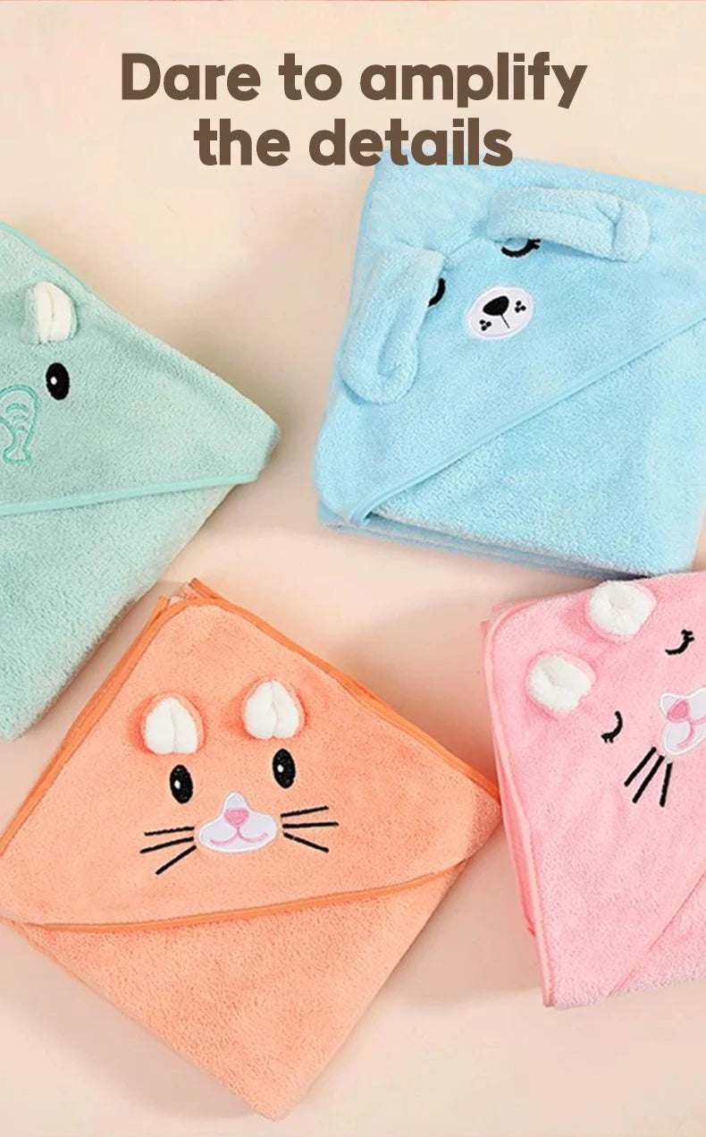 Cute Baby Bath Towel – Soft, Absorbent Newborn Swaddle Wrap Blanket for Girls & Boys
