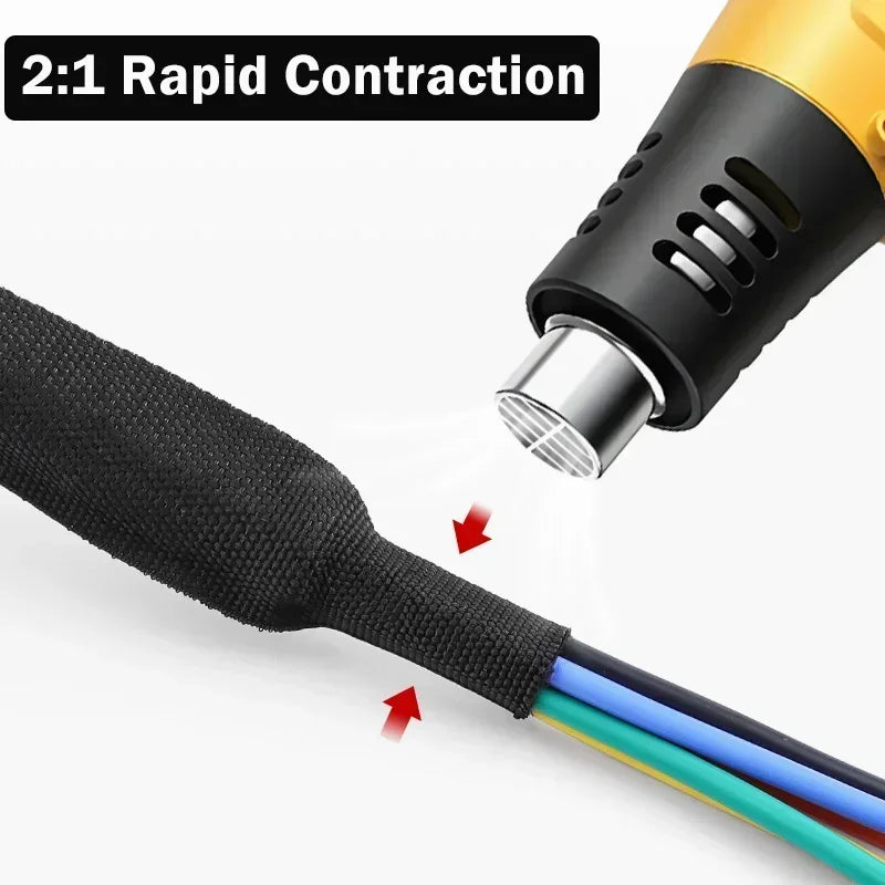 Braided PET Cable Sleeve Heat Shrink Tube – Flame Retardant Wire Wrap Organizer Sheath 4–30mm Diameter, 1–50M Length