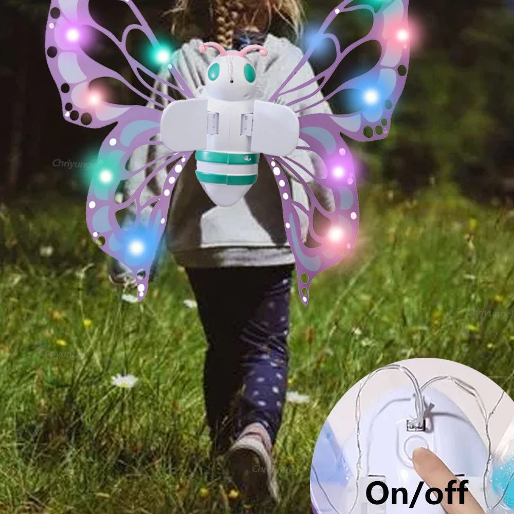 Electric Butterfly Fairy Wings with Lights — Moving Elf Angel Wings for Kids Cosplay & Dress Up