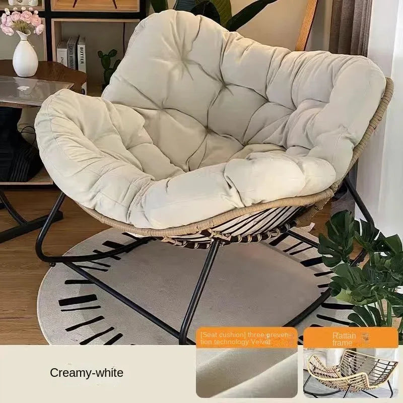 Modern Rattan Rocking Chair - Luxury Iron Frame Leisure Lounge Chair for Living Room, Balcony & Home Relaxation