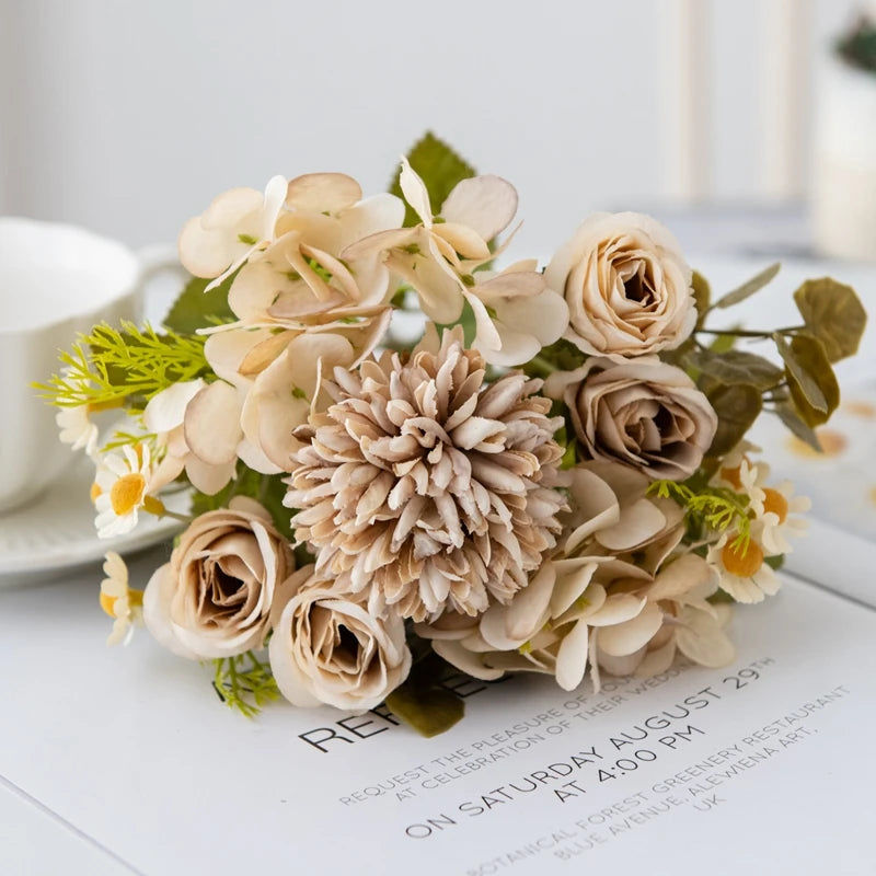 7-Piece Chamomile Faux Flower Arrangement — Flowerpot Ornament & Wedding Accessory