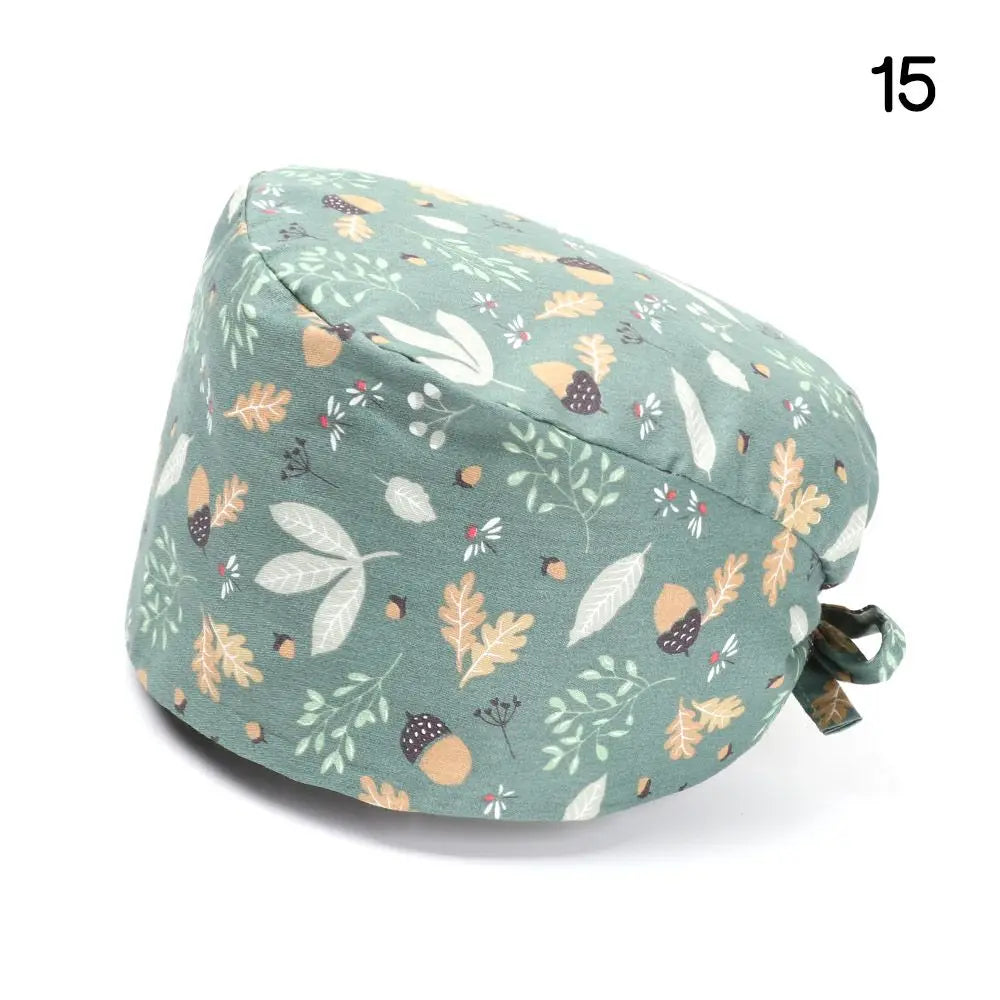 Adjustable Surgical Scrub Cap with Buttons – Ponytail Bouffant Nursing Turban Hat for Women & Men