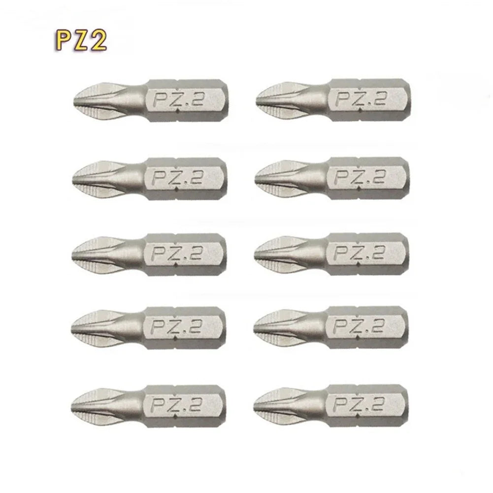 10-Pcs 25mm Anti-Slip Magnetic Hex Shank Screwdriver Bit Set – PH1, PH2, PH3, PZ1, PZ2, PZ3 Drill Bits