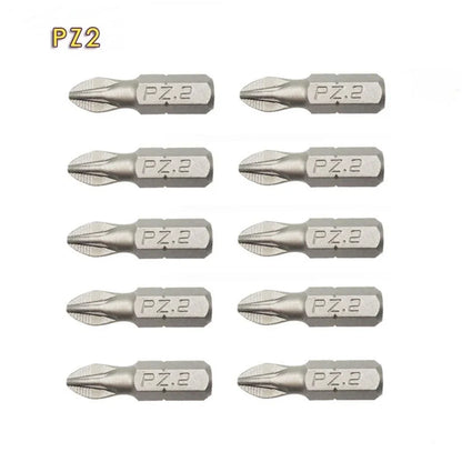 10-Pcs 25mm Anti-Slip Magnetic Hex Shank Screwdriver Bit Set – PH1, PH2, PH3, PZ1, PZ2, PZ3 Drill Bits