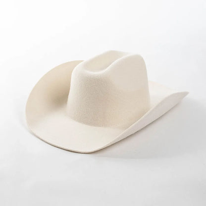 100% Wool Western Cowboy Hat – Casual Felt Cowgirl Hat for Men & Women, Autumn & Winter Outdoor Sunshade Fedoras Top Hat