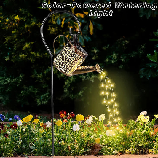 Retro Solar Watering Can Lantern - Waterproof Hanging Star LED Fairy Light for Garden Decor