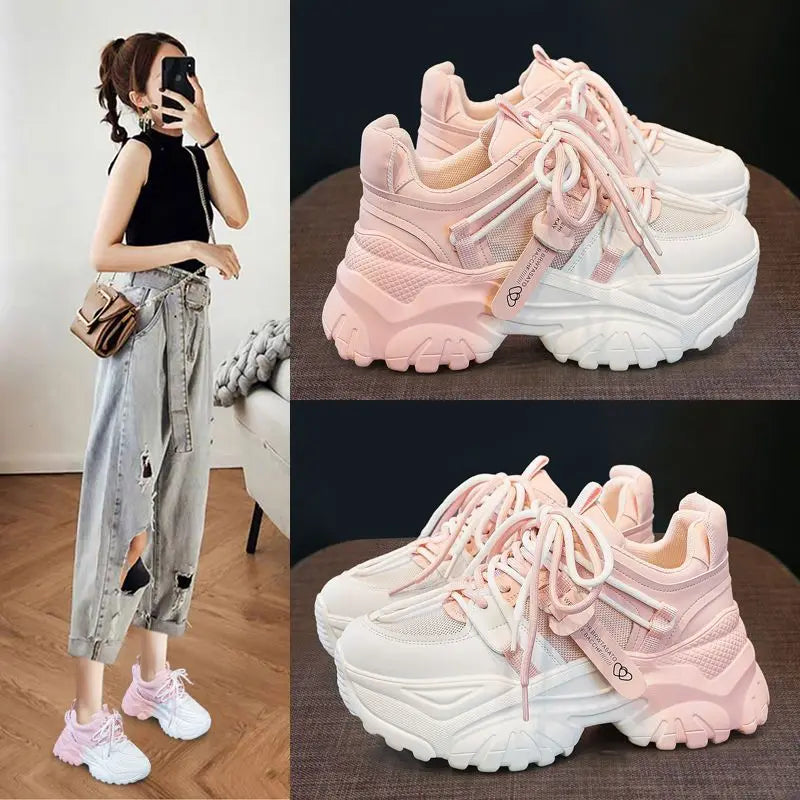 Women's Platform Sneakers - 2024 Spring Fashion Thick Sole Casual Shoes & Tennis Trainers