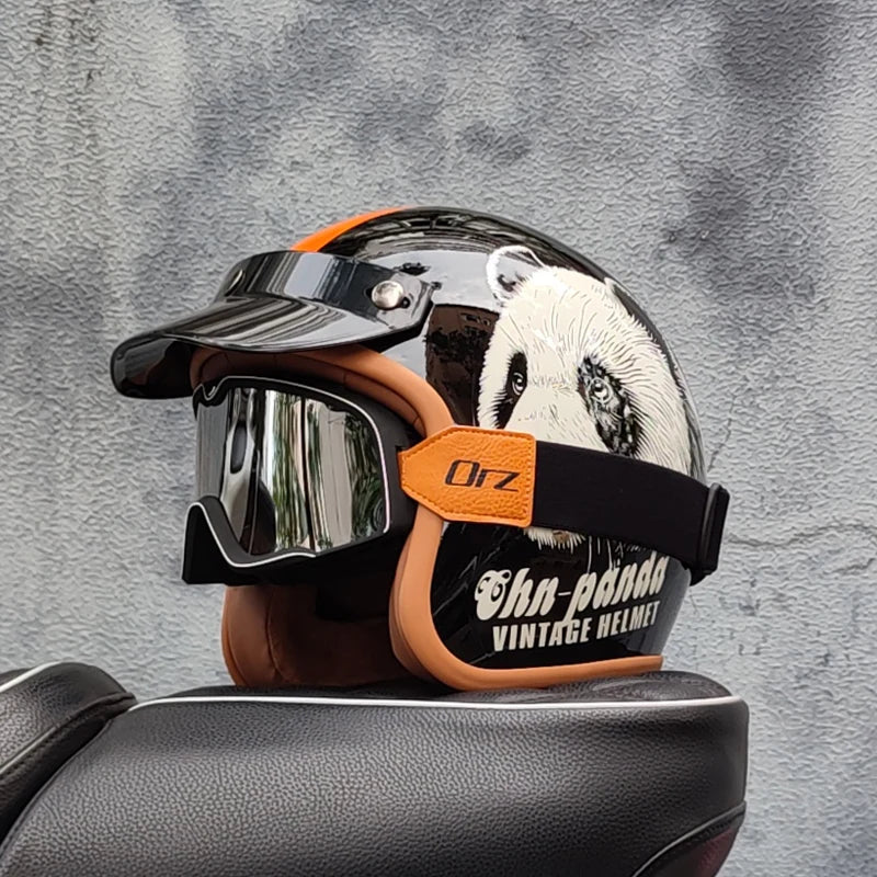 Retro 3/4 Semi-Open Motorcycle Helmet — Cross-Country Winter Riding Accessories