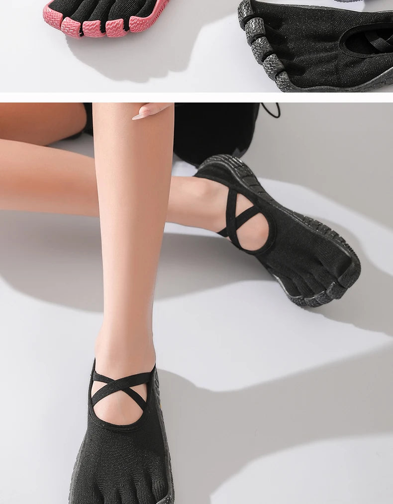 Gallonshark Five-Finger Split Toe Shoes – Lace-Up, Anti-Slip, Silent Soft Sole for Indoor Sports, Fitness, Yoga & Skipping Rope