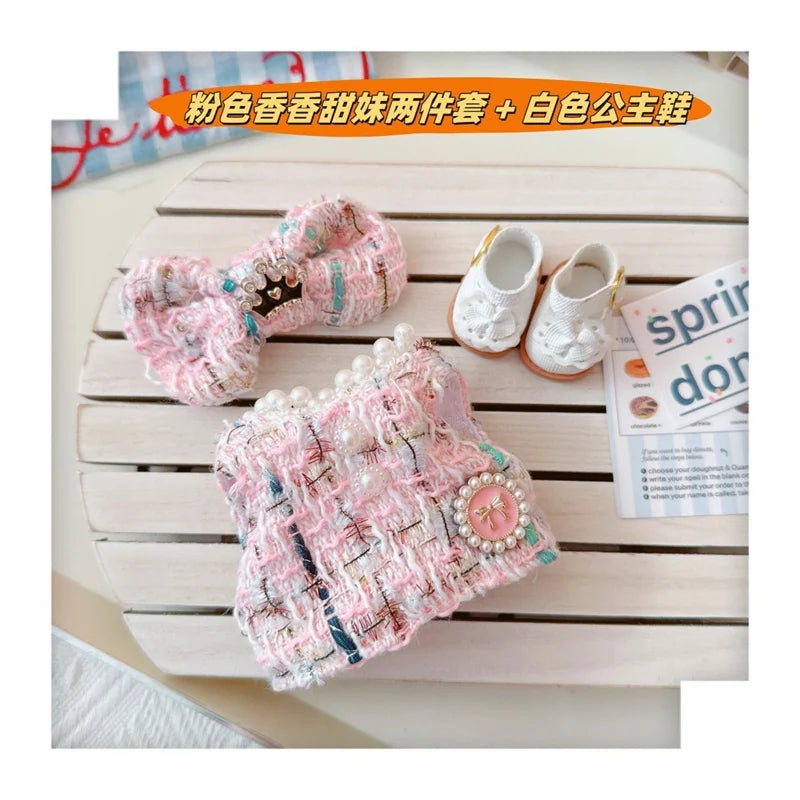17cm Labubu Doll Accessories - Luxury Sweet Woolen Suit, Crossbody Bag & Princess Shoes Set