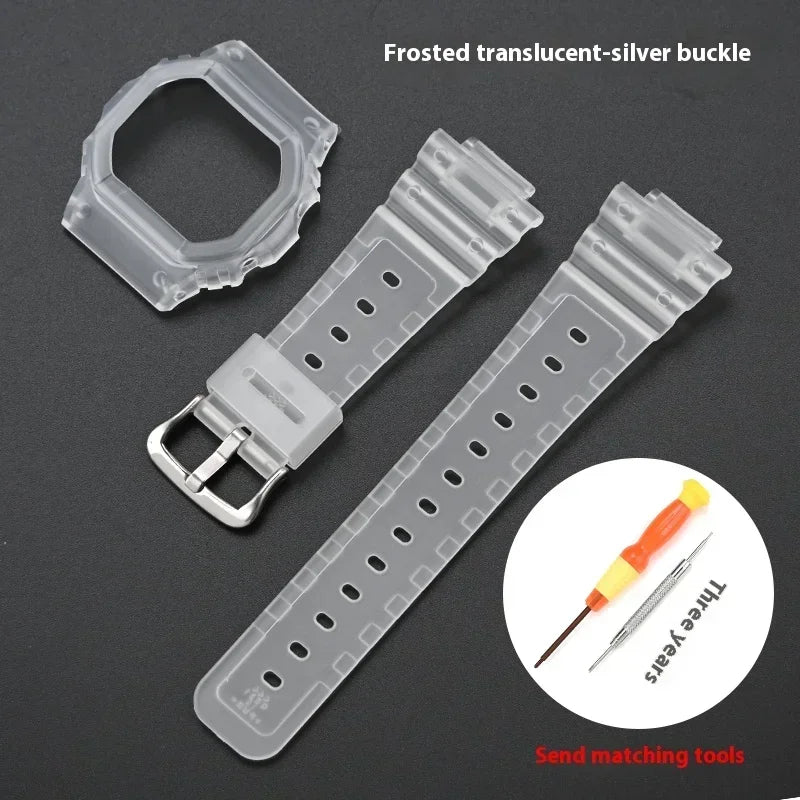 Resin Rubber Watch Case and Strap for Casio G-Shock - Protective Bezel Replacement Band for DW-5600, GW-M5610 and GW-B5600