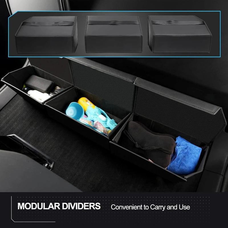 Tesla Cybertruck 2024 Rear Under Seat Storage Box 3-Piece Set Leather Organizer Auto Interior Accessories Underseat Storage Tray