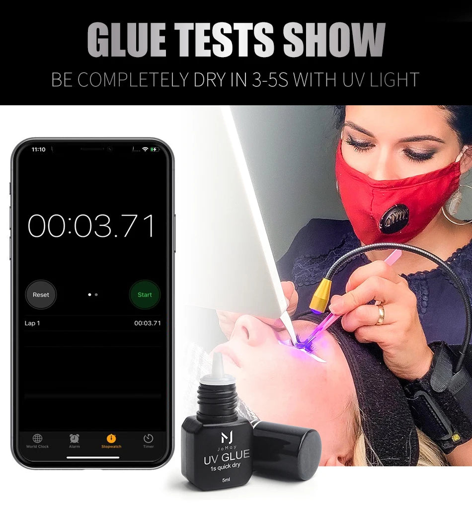 JOMAY UV Eyelash Extension Glue – 0.1s Fast-Drying, Strong & Long-Lasting Adhesive