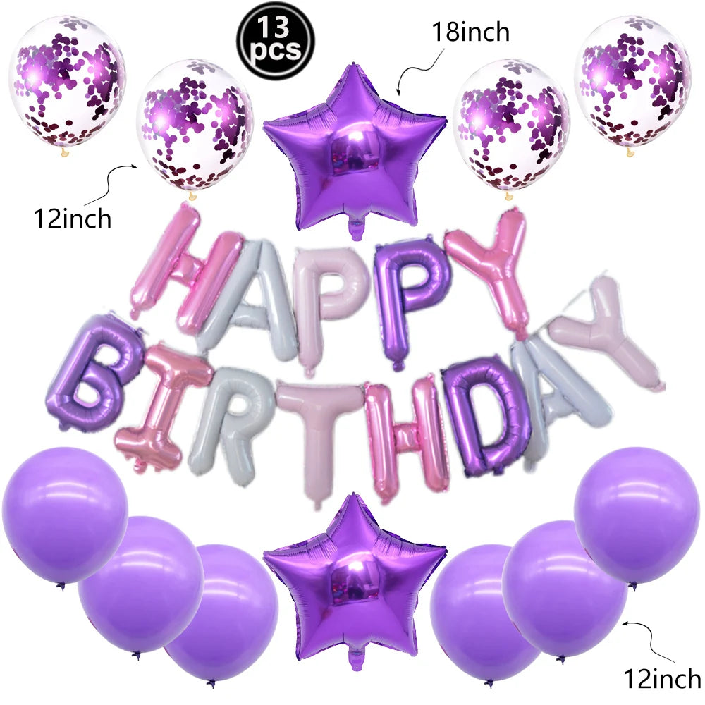 16-Inch Happy Birthday Foil Balloons Set – Pink & Blue Letter Balloons for Birthday Party Decoration