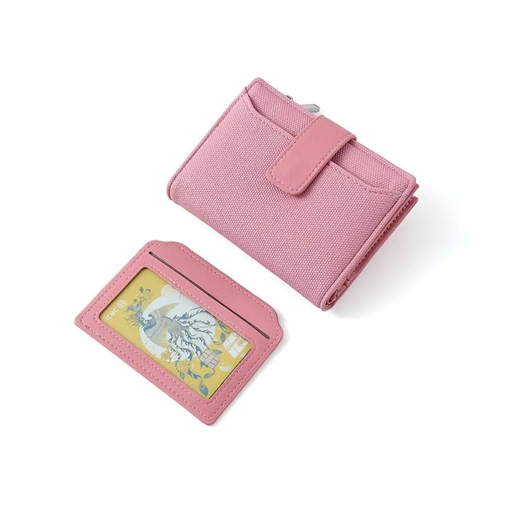 Fashionable Women’s Folding Short Wallet — High-Quality PU Leather Solid Color Purse with Zipper Coin Pocket & Card Holder