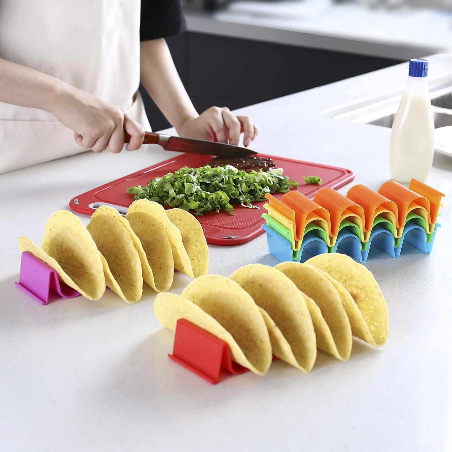 Mexican Roll Rack Taco Holder - Creative Wave-Shaped Tortilla Pancake Stand, Kitchen Gadget Tray for Tacos and Cakes