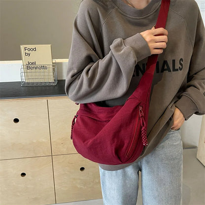 New Nylon Fabric Shoulder Bag – High Capacity Women's Crossbody Messenger Bag, Versatile & Leisure Hobo