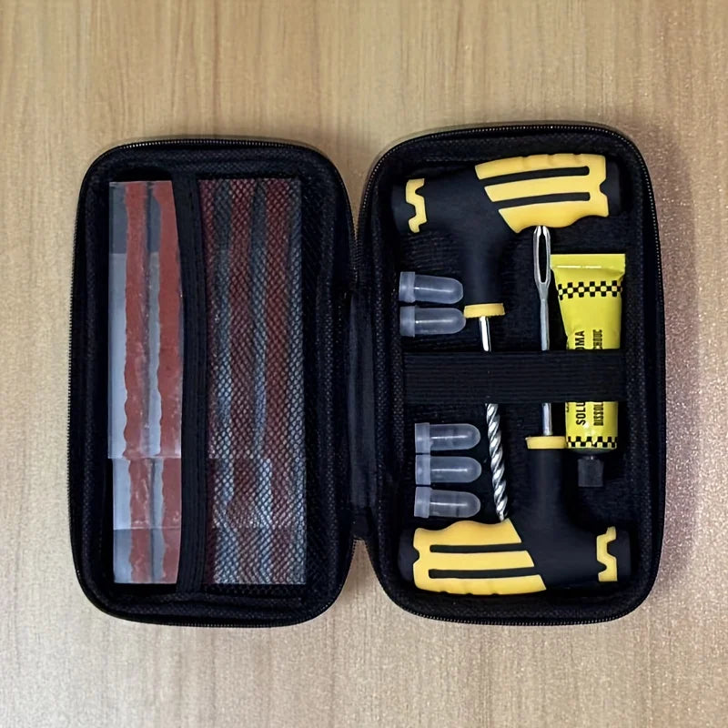 Universal Vacuum Tire Repair Kit — Portable Emergency Puncture Fix for Car, Motorcycle, Bike, Truck & SUV, With or Without Glue