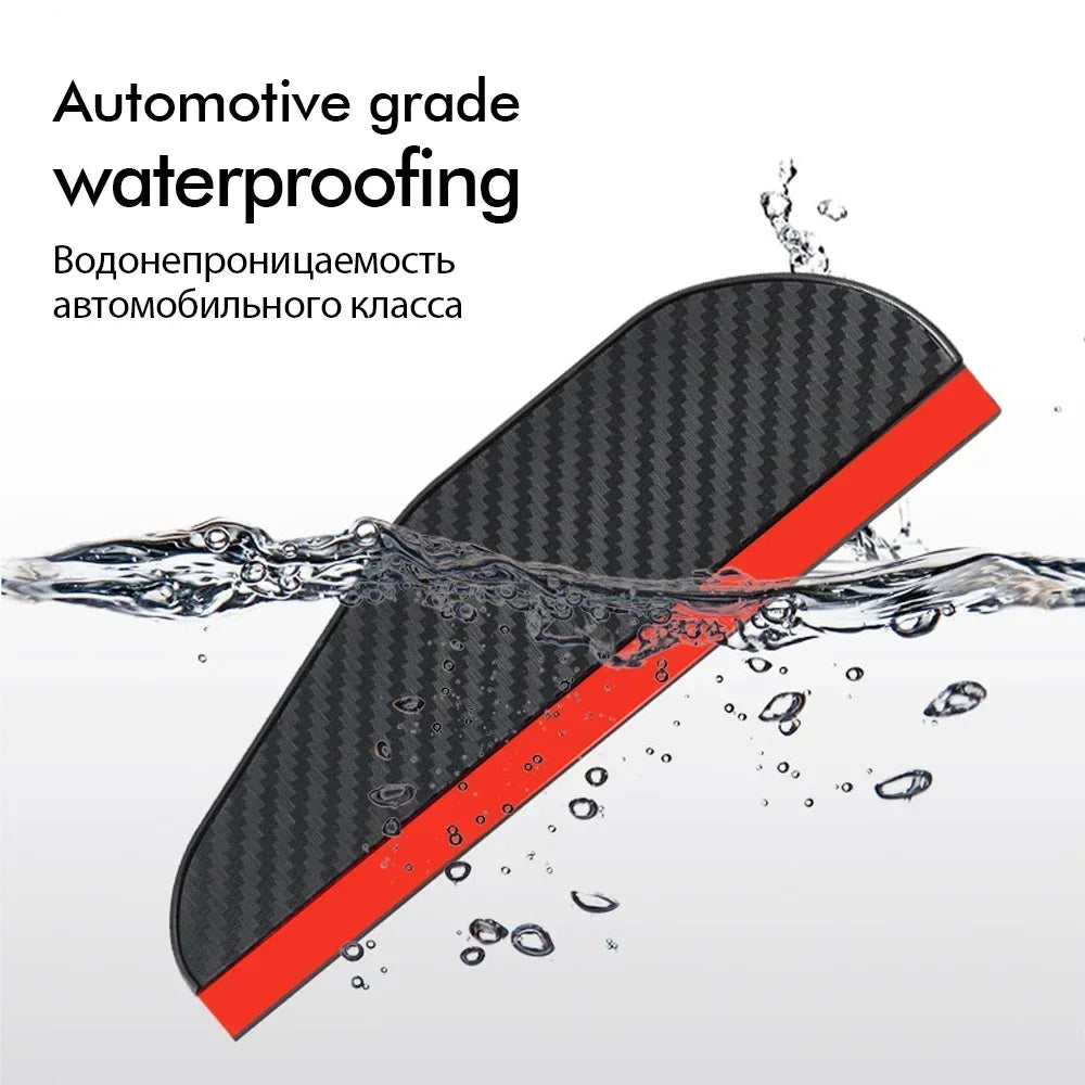 2PCS Carbon Fiber Car Rearview Mirror Rain & Sun Shields – Clear Vision Protector