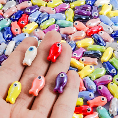 10/20/30PCS Colorful Ceramic Animal Beads – 2mm Hole Clownfish, Turtle, Star & Conch Shell for DIY Jewelry, Bracelets & Crafts