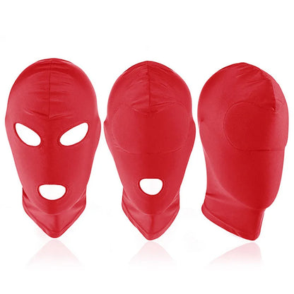 Sexy Red Unisex Full Face Cosplay Mask – Open Eyes & Mouth Hood for Halloween, Role Play, and Costume Parties