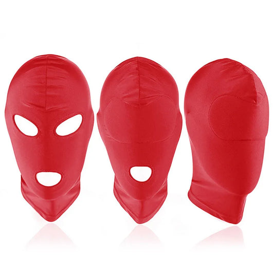 Sexy Red Unisex Full Face Cosplay Mask – Open Eyes & Mouth Hood for Halloween, Role Play, and Costume Parties