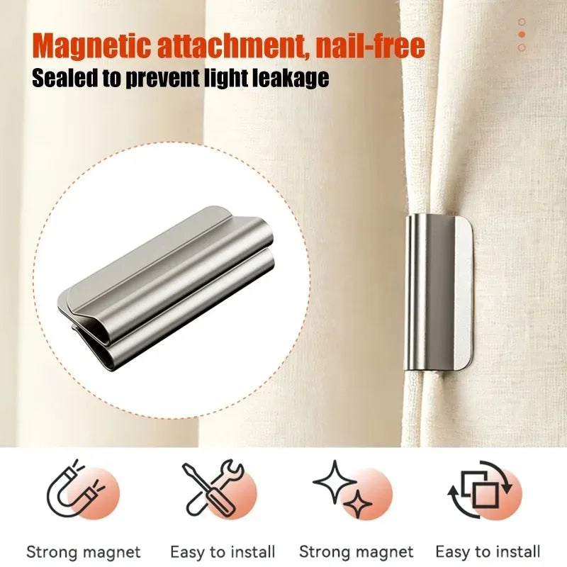 Magnetic Curtain Clips - Nail-Free Blackout Closure Clips for Bedroom & Office