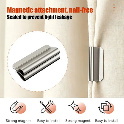 Magnetic Curtain Clips - Nail-Free Blackout Closure Clips for Bedroom & Office
