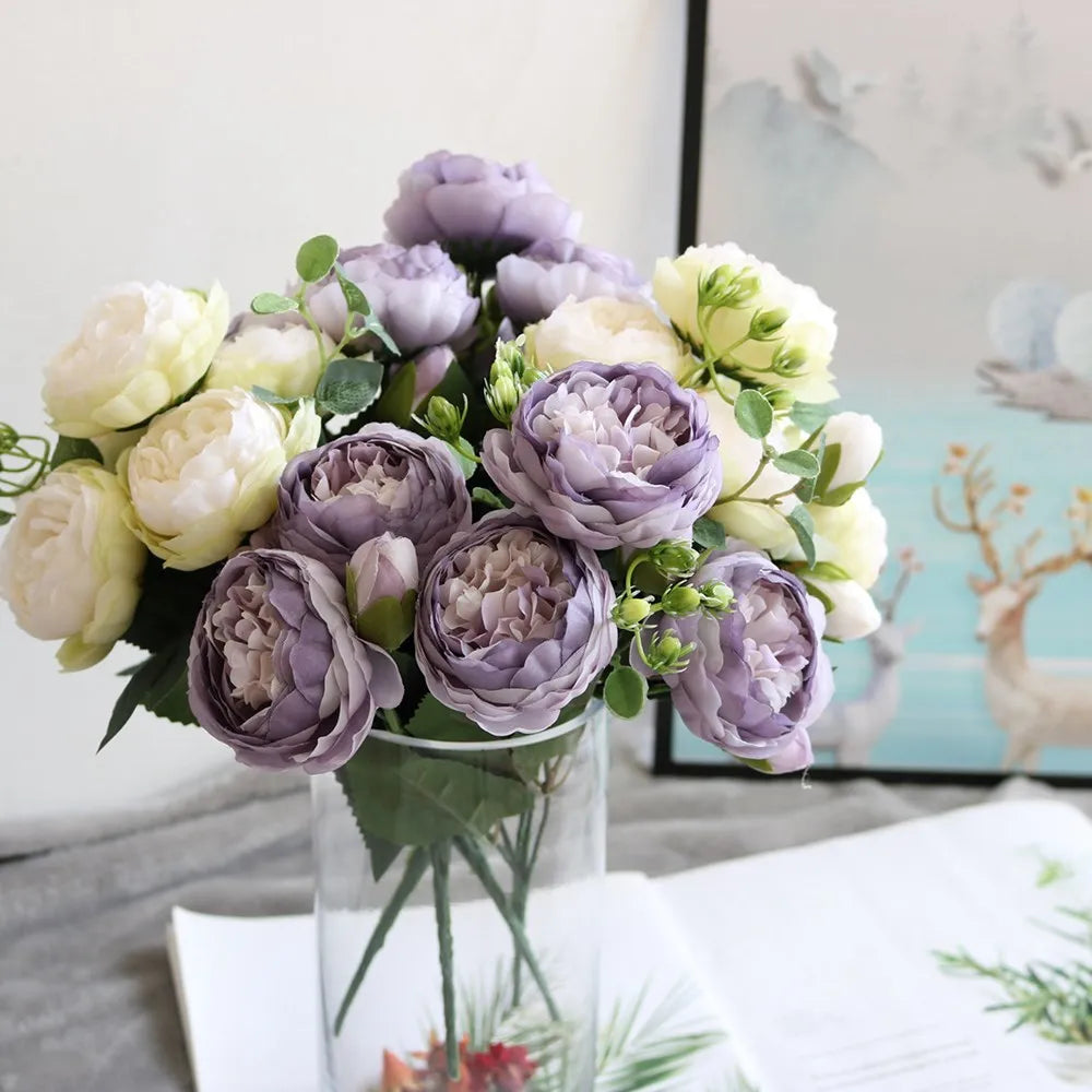 30CM Silk Peony Fake Roses – Artificial Flowers for Affordable New Year's and Christmas Decorations, Perfect for Home, Weddings, and Bridal Bouquets