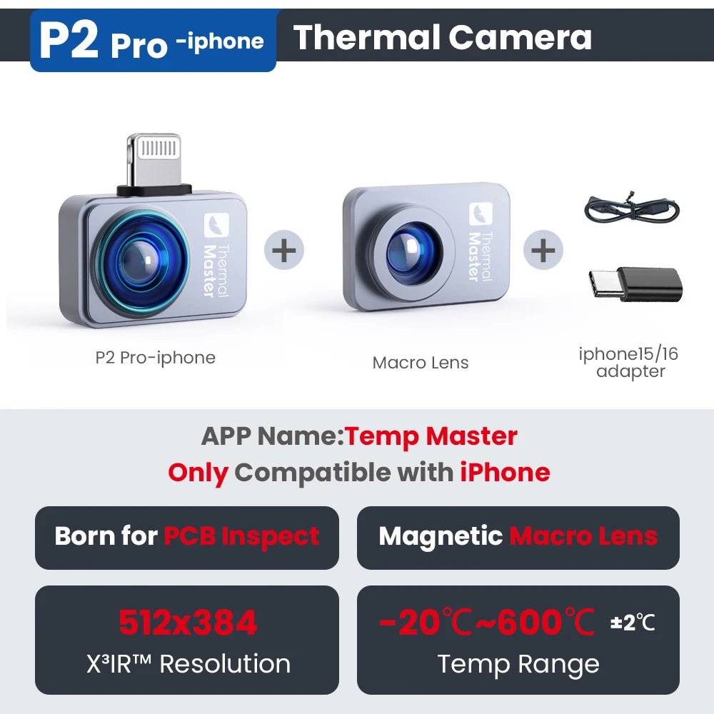 1112°F P2 Thermal Camera - Handheld Infrared Imager for Car Diagnostics, Machine Repair, HVAC & Home Inspection