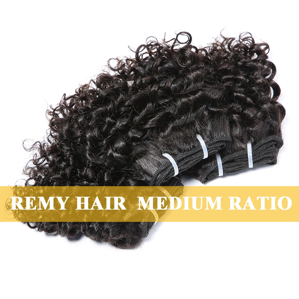 Code Calla Bouncy Curly Hair Bundles – Double Draw 6-inch Short Cut Remy Human Hair Extensions in Natural Black & Brown