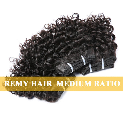Code Calla Bouncy Curly Hair Bundles – Double Draw 6-inch Short Cut Remy Human Hair Extensions in Natural Black & Brown