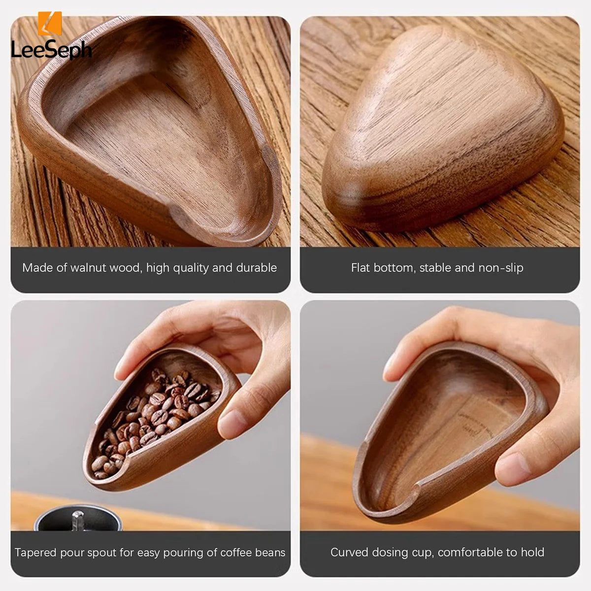 Leeseph Multifunctional Wooden Coffee Dosing Cup & Light Spray Bottle Barista Set – Enhance Your Coffee Brewing Experience