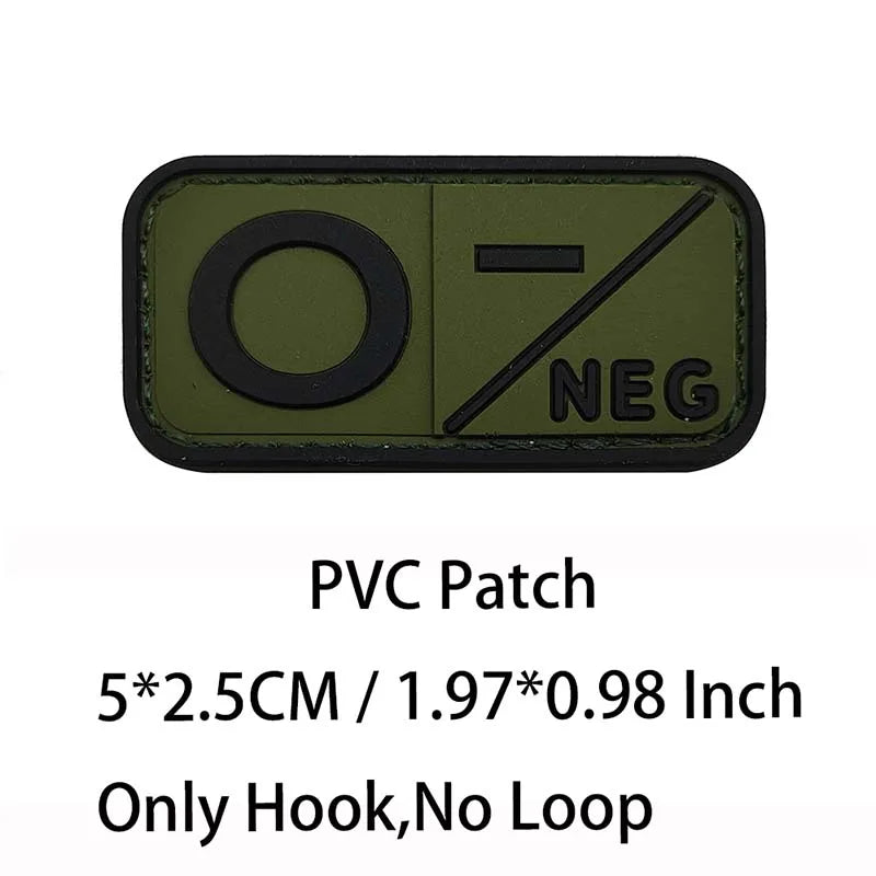 PVC Blood Type Hook Patch - A B AB O Positive Negative Military Tactical Badge for Backpack & Outdoor Gear