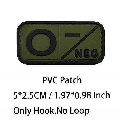 PVC Blood Type Hook Patch - A B AB O Positive Negative Military Tactical Badge for Backpack & Outdoor Gear