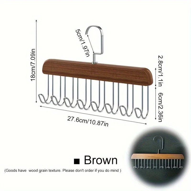 Wooden Sling Hanger Organizer - Multi-Hook Space-Saving Clothes Storage Rack