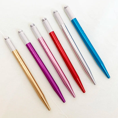 10pcs Permanent Makeup Eyebrow Tattoo Pens — Manual Tebori Microblading Stainless Steel Lock-Pin Tools