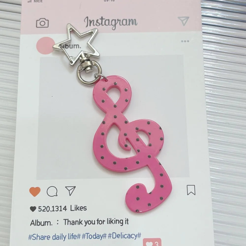 Kawaii Cartoon Acrylic Keychain - Sweet Musical Note Bag Charm & Fashion Illustration Accessory
