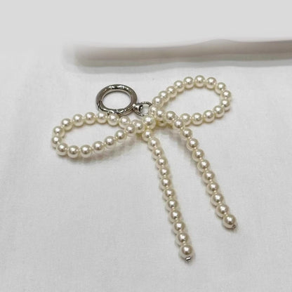 Fashion Pearl Bowknot Keychain Pendant – Hanging Ornament Charm for Backpack, Keyring Jewelry for Girls & Women