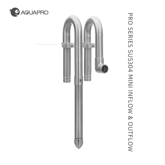 AQUAPRO Mini Stainless Steel Skimmer – Inlet & Outlet Pipes for Aquarium Fish Tanks, Filtro Accessories