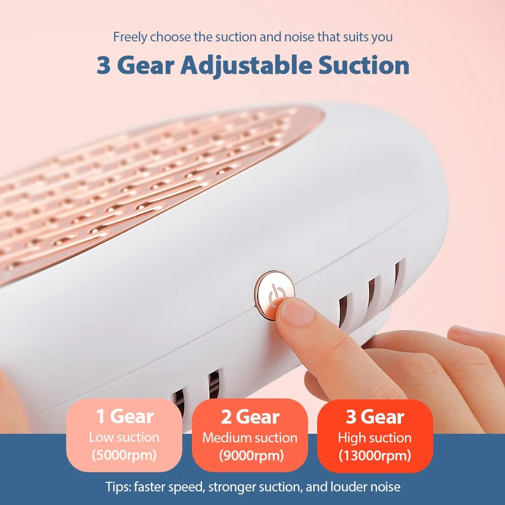 130W Brushless Nail Dust Collector – Powerful Suction Nail Dust Extractor, Manicure Vacuum Cleaner with 2 Filters