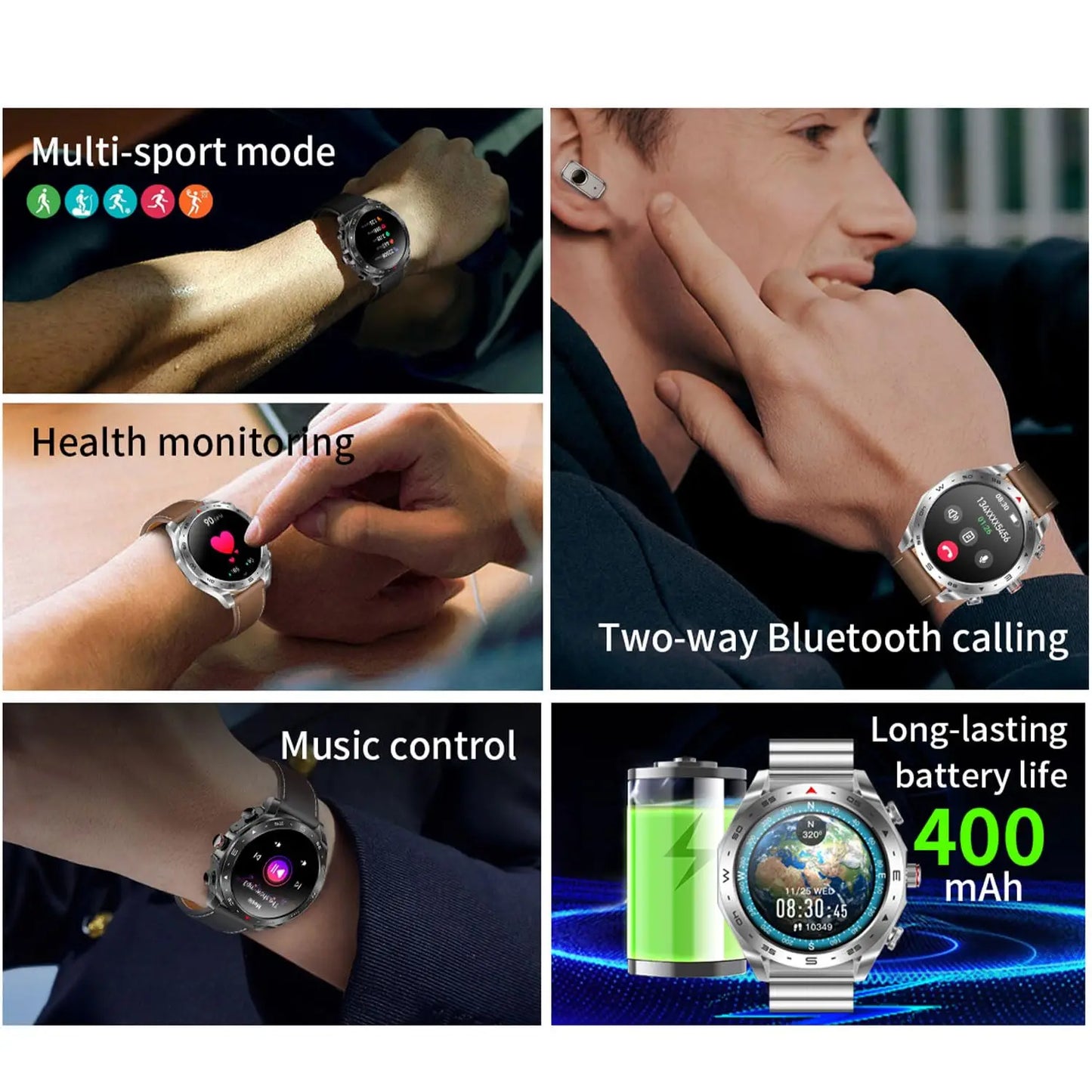 2024 Smart Watch with TWS 2-in-1 Bluetooth Earphones — HIFI 9D Sound & Bluetooth Call for Men & Women Sports Fitness
