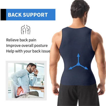 Men’s Compression Shirt Body Shaper – Slimming Vest Tight Tummy Control Tank Top Underwear for Shaping & Fitness Support