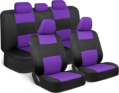 Universal Beige Car Seat Covers Full Set - Easy-Install Front and Rear Split Bench Seat Protectors for Cars, Trucks, SUVs, and Vans