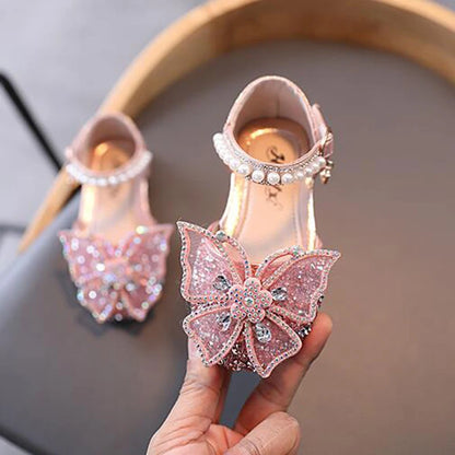 Girls' Princess Sandals - Sequin Rhinestone Bow Flat Shoes for Baby & Kids