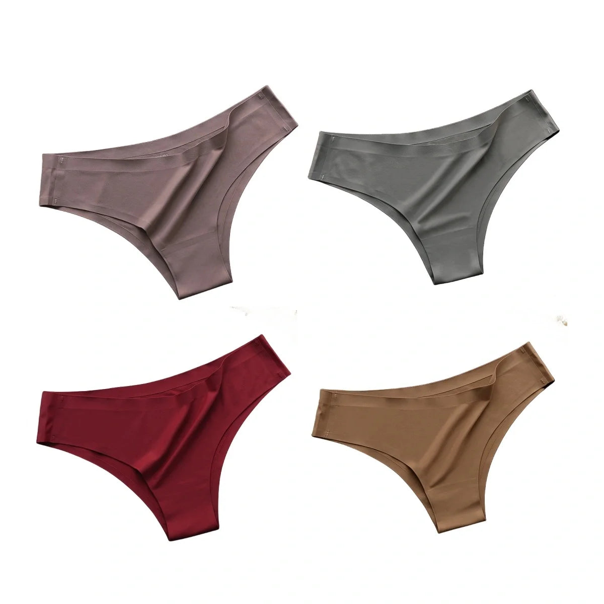 4PCS Seamless Ice Silk G-String Panties for Women – Low Waist, Soft Ultra-Thin Sexy Underwear Briefs